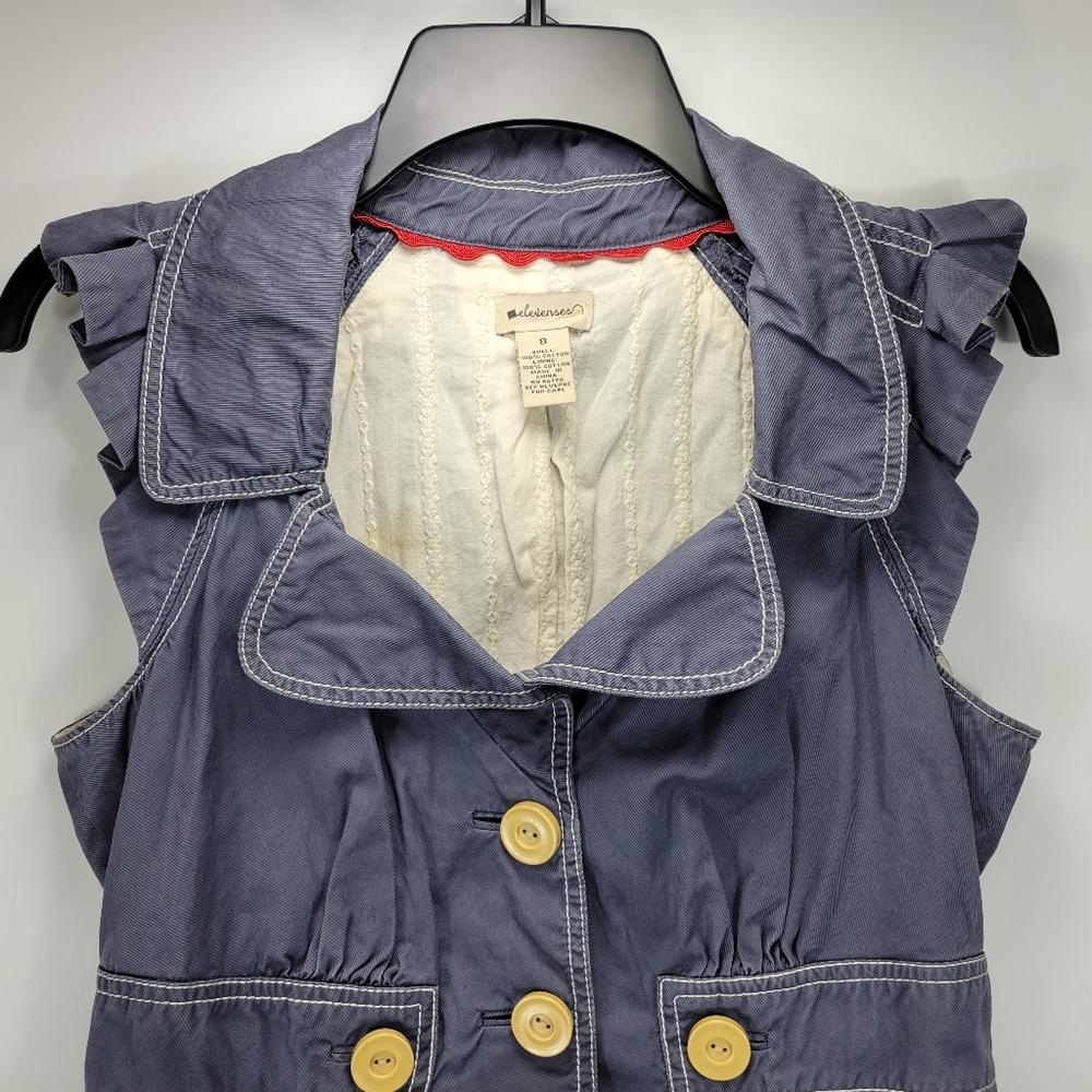 Elevenses Anthropologie Ruffle Button Top Womens 8 Dainty Festival Prairie Boho - Picture 3 of 11